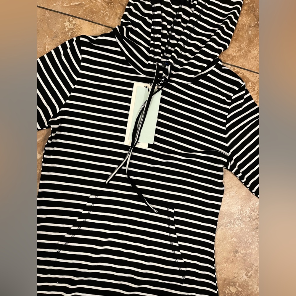 🆕 Iris Los Angeles hoodie dress long-sleeved bodycon midi drawstring neckline L - Picture 3 of 10